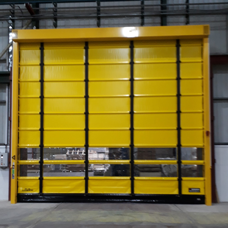 Fábrica de puertas de apilamiento de PVC de alta velocidad a prueba de viento a prueba de viento